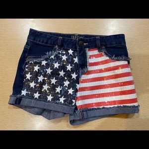 Girls Justice American Flag Shorts